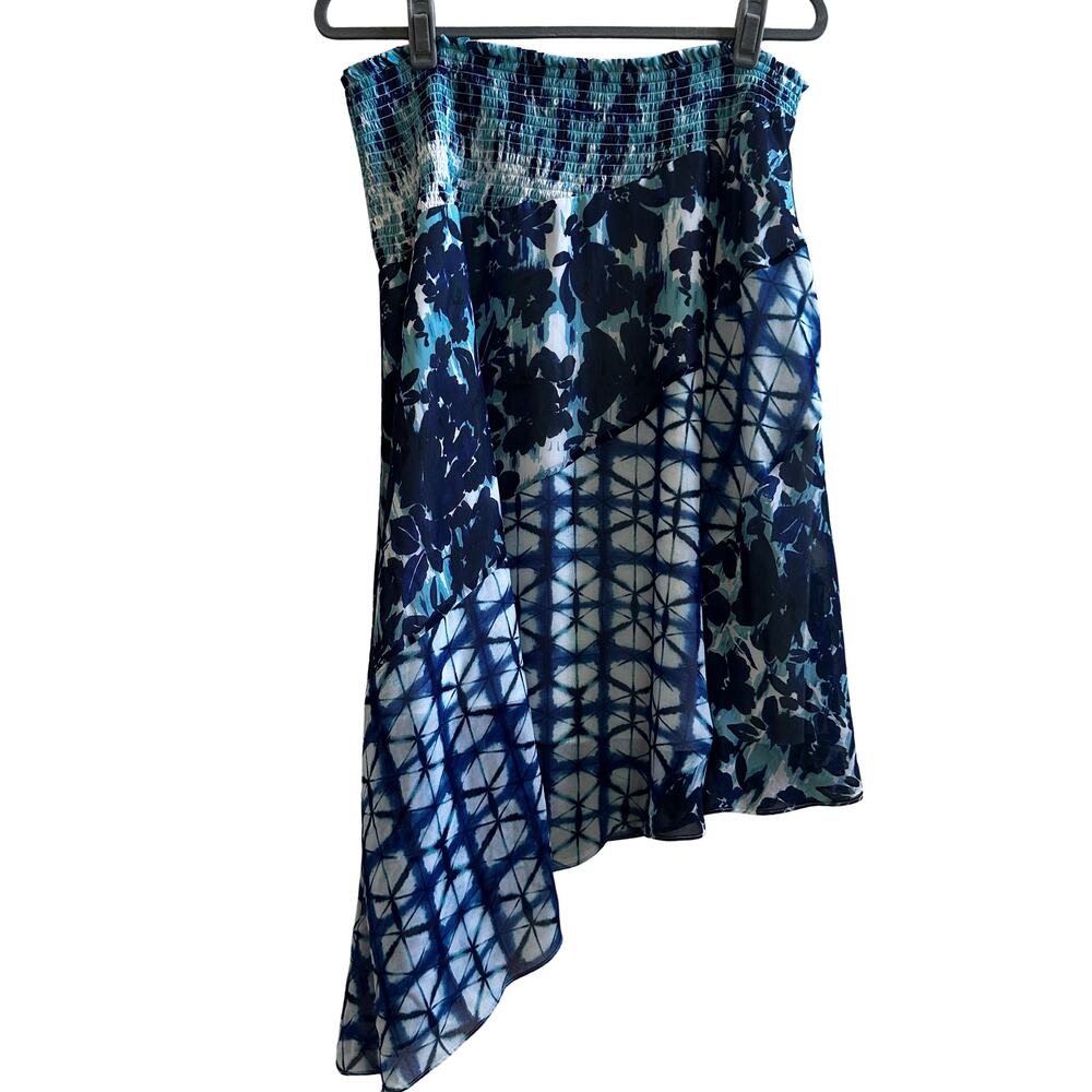 INC Blue Floral Asymmetrical Skirt XL